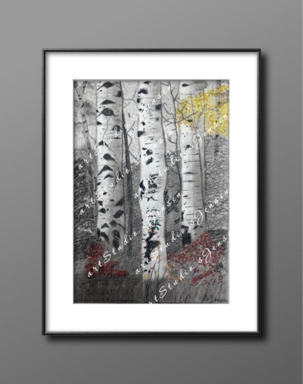 Autumn in the Forest –Original  Charcoal & Soft Pastel by S. Jensen