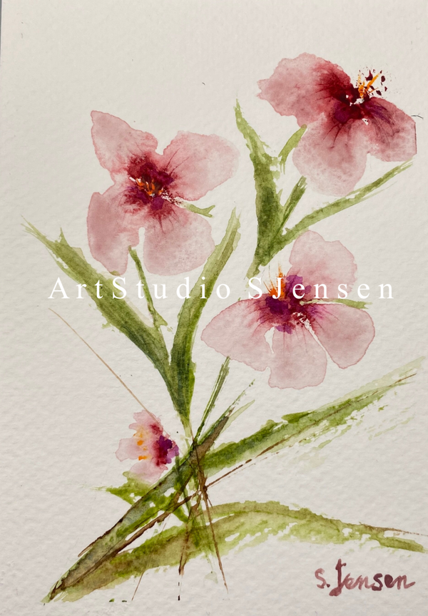 Original Hand-painted,signed, Set of 4  Postcard by S.Jensen