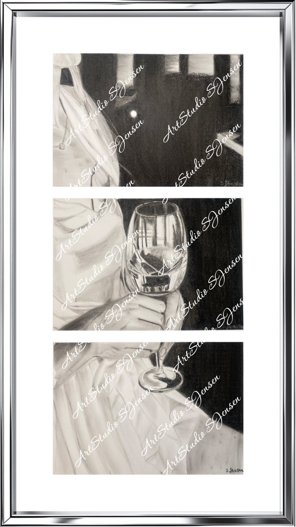 A Lady’s Quiet Evening- Original Signed Charcoal Drawing by S.Jensen