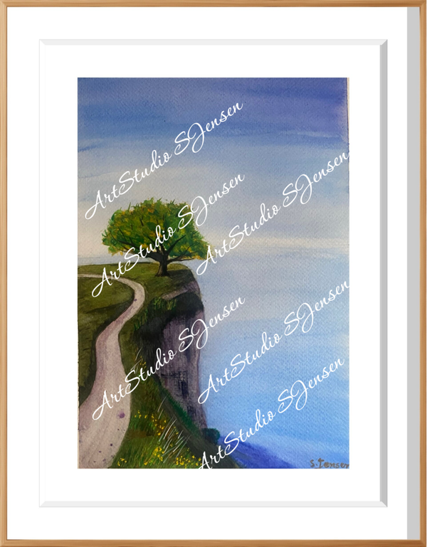 Where the Path Meets the Sky-Original Signed Watercolor Painting by S. Jensen