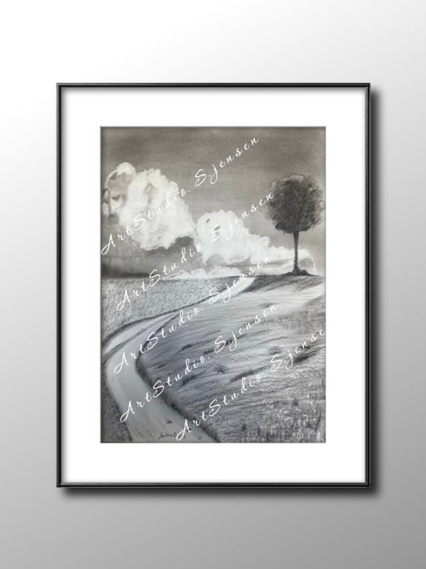 Alone in the Storm- Original Charcoal Drawing by S. Jensen