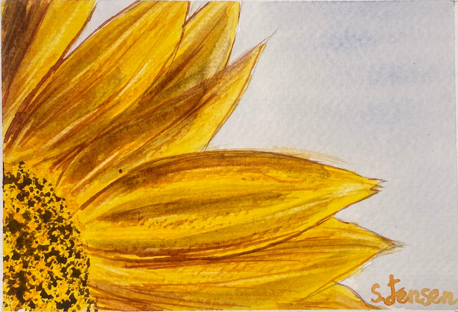 Handmade Watercolor Postcards Sunflower–  Set of 4 Signed by S.Jensen