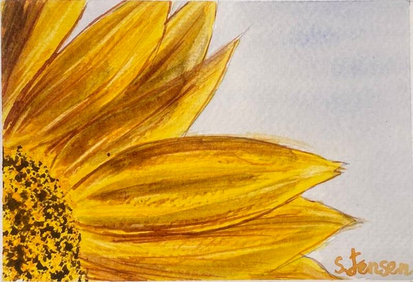 Handmade Watercolor Postcards Sunflower–  Set of 4 Signed by S.Jensen