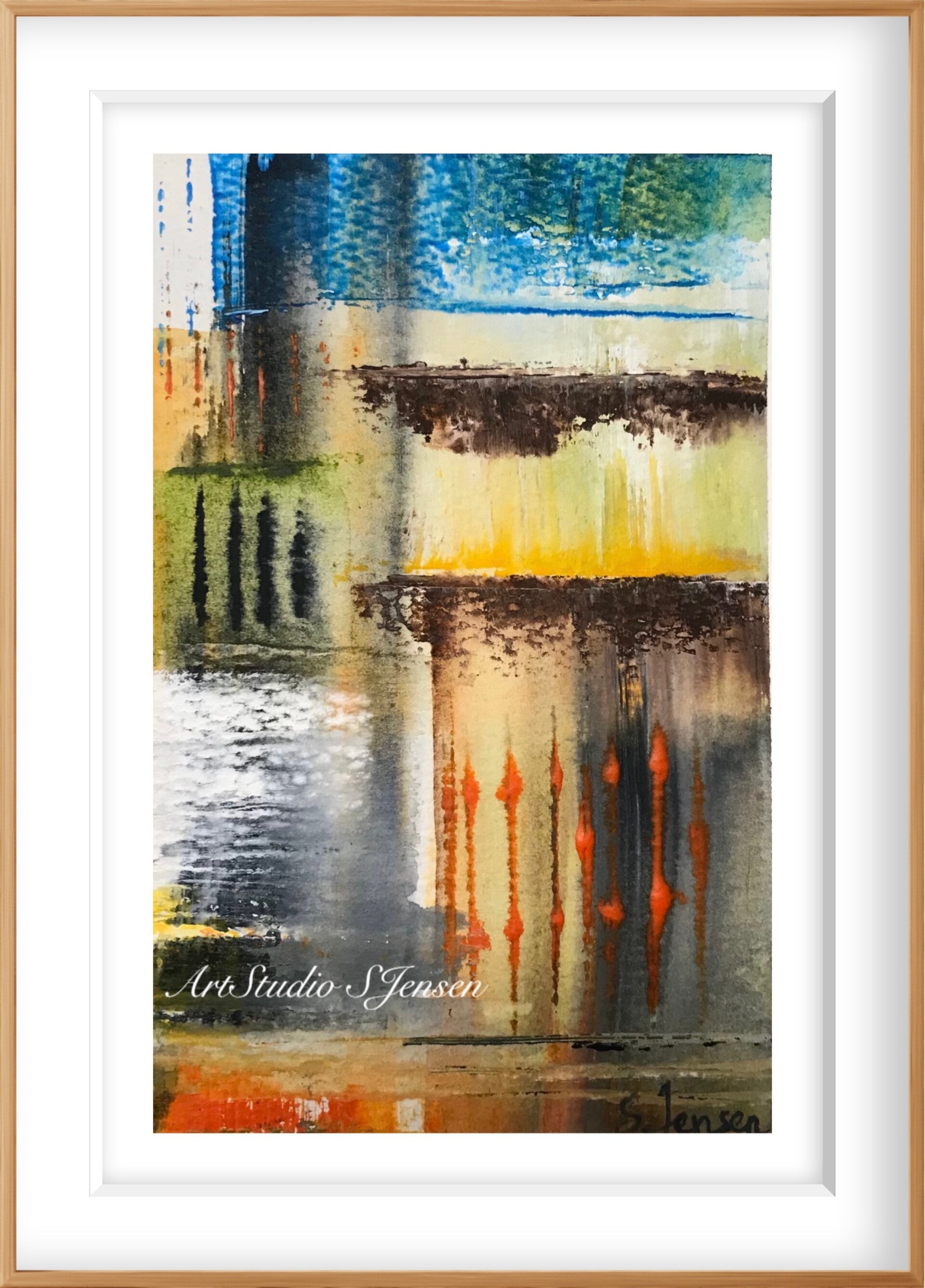 Autumn Abstract — Original Signed Abstract Watercolor Artwork by S.Jensen