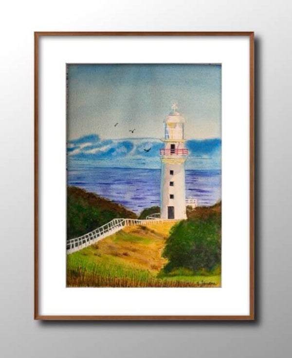 Lighthouse– Original Watercolor Painting by S. Jensen