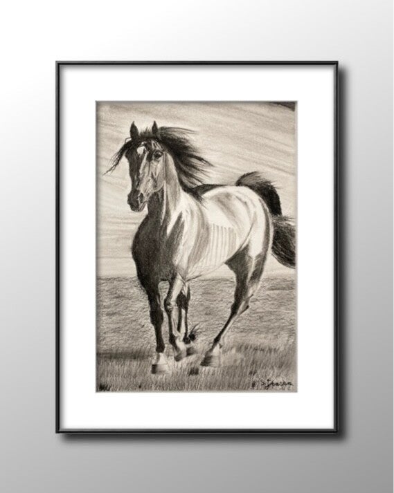 Grace in Motion- Original Charcoal Drawing by S. Jensen
