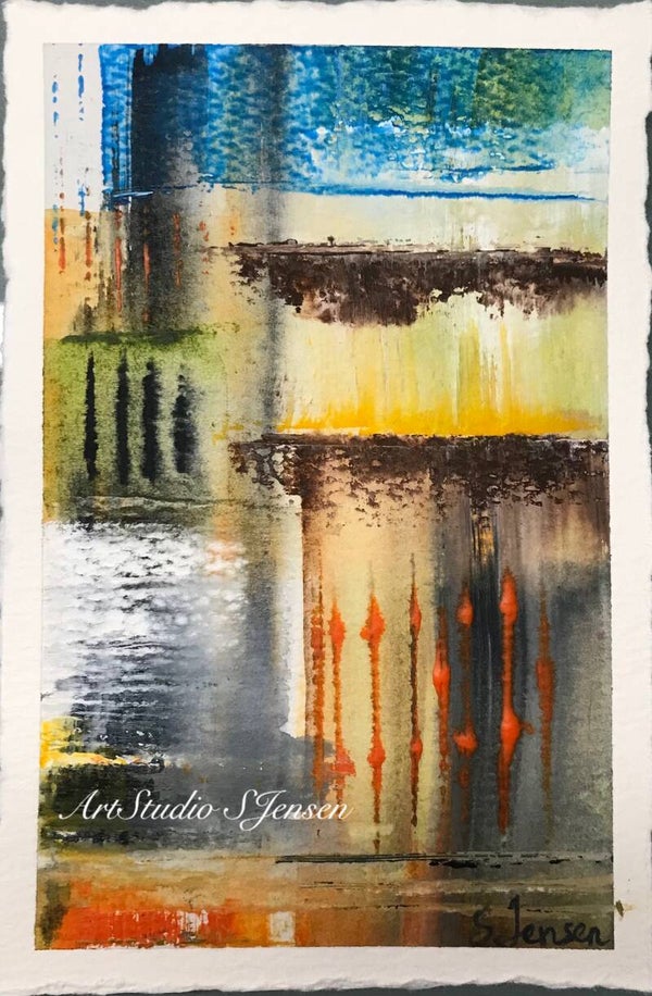 Autumn Abstract — Original Signed Abstract Watercolor Artwork by S.Jensen