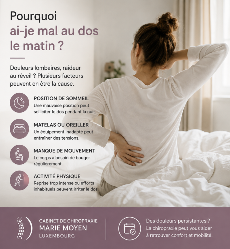 pourquoi ai-je mal au dos le matin - chiropracteur Luxembourg 