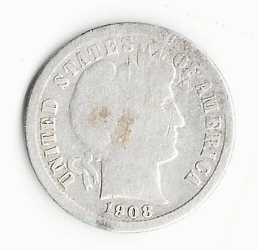 1908 S Barber Dime - Circulated - 90% Silver