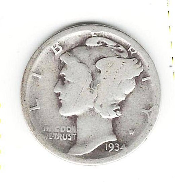 1934 D Mercury Dime - Circulated - 90% Silver - Classic Coins