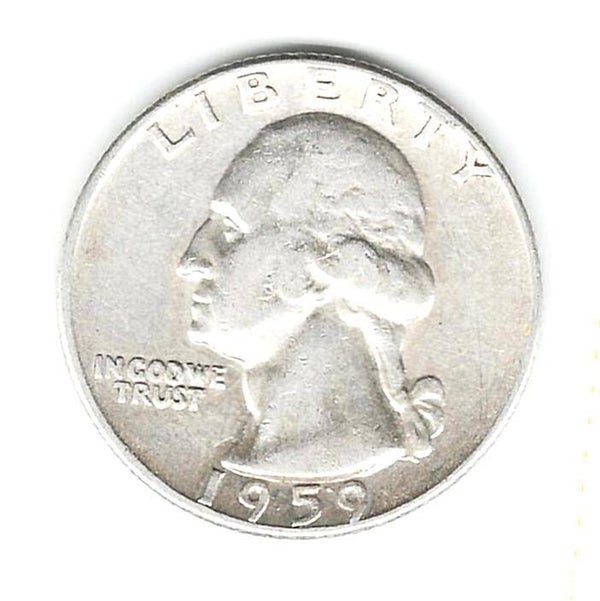 1959 P Washington Qtr. - Circulated AU - 90% Silver - Shipping Free