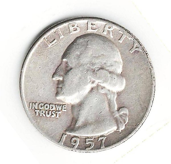 1957 D Washington Quarter - Circulated - 90% Silver