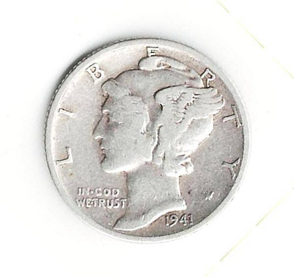1941 D Mercury Dime - Circulated - 90% Silver - Shipping Free