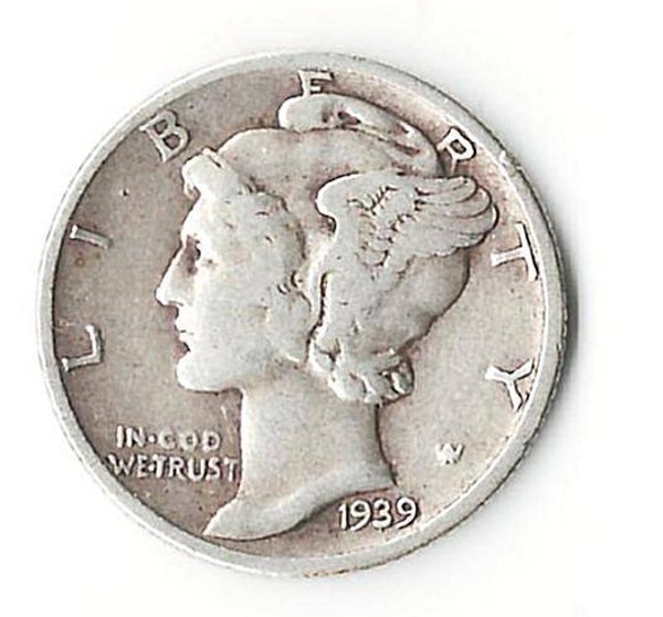 1939 P Mercury Dime - Circulated - 90% Silver - Classic Coins