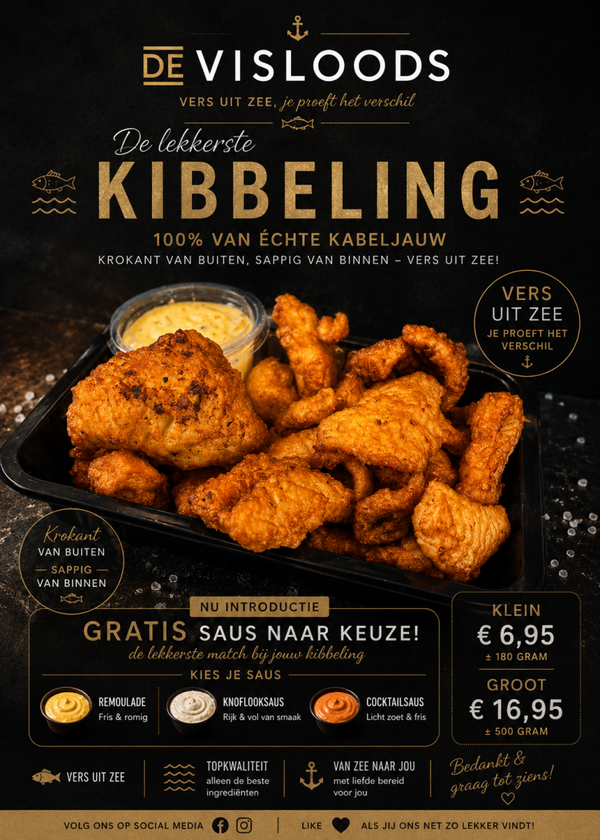 Kibbeling van verse kabeljauw (verkrijgbaar op vrijdag)
