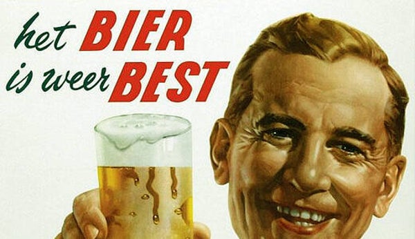 Metalen bord 30 x 40 cm. "het bier is weer best"