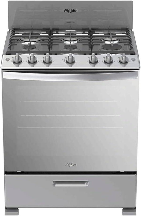 Estufa de Gas Whirlpool De Piso 30" con 6 quemadores Gris modelo WFR-3400D