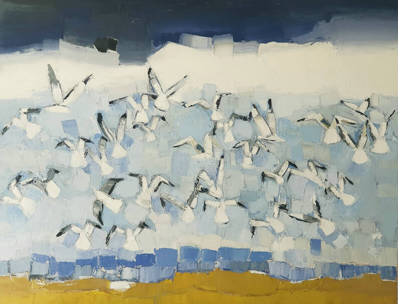 Vol de mouettes 100x80 cm