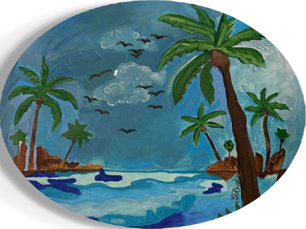 Salty Palms 12x9x.75” oval