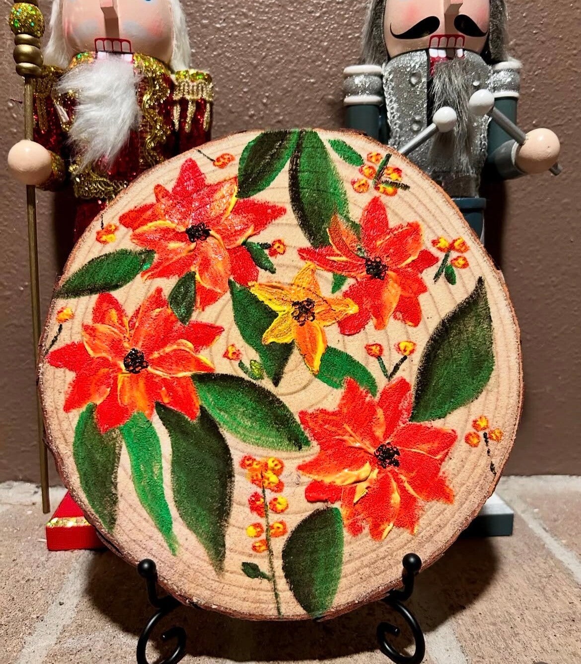 Flowers on Wiod w/ stand