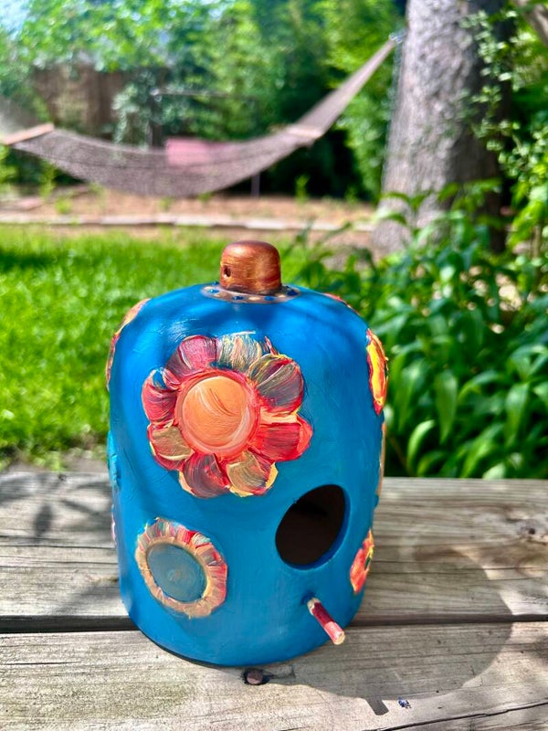 Hand Painted Ceramic Birdhouse