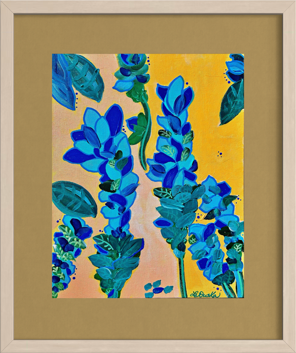 Simply, Blue Flowers 11x14” canvas panel