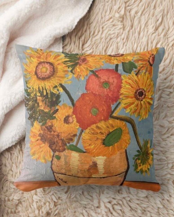 Sunny Flowers on a Pillow 20x20”