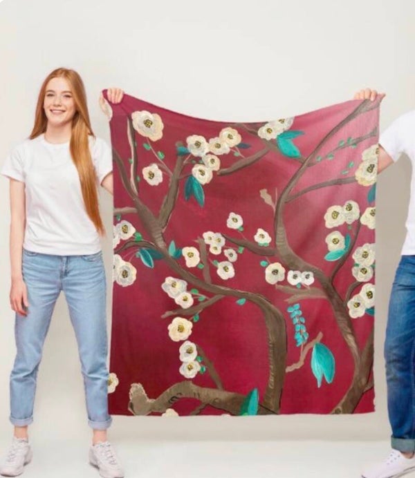 Almond Blossoms Fleece Blanket 50x60”