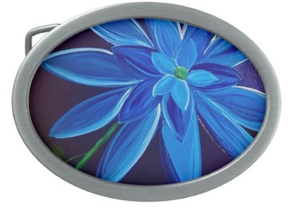 Blue Flower Designer Belt Buckle!