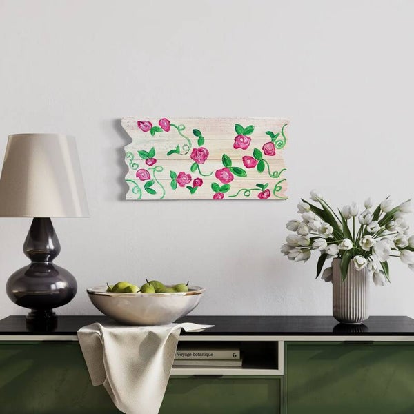 Spring Roses on wood  20x12”