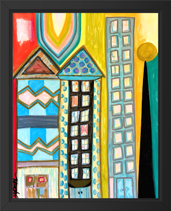 Stories of the City II 11x14” canvas panel, framed
