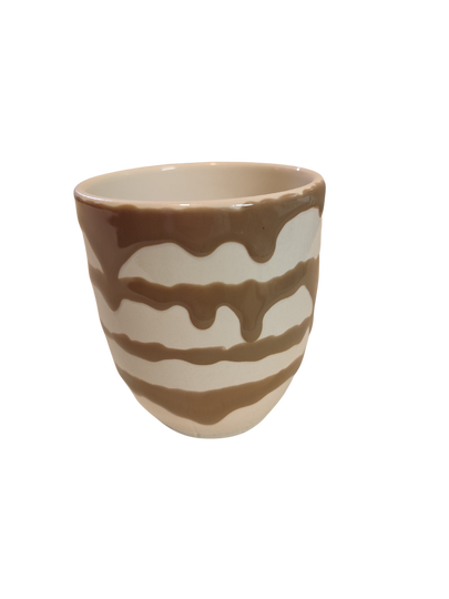 Becher Olive braun umringelt