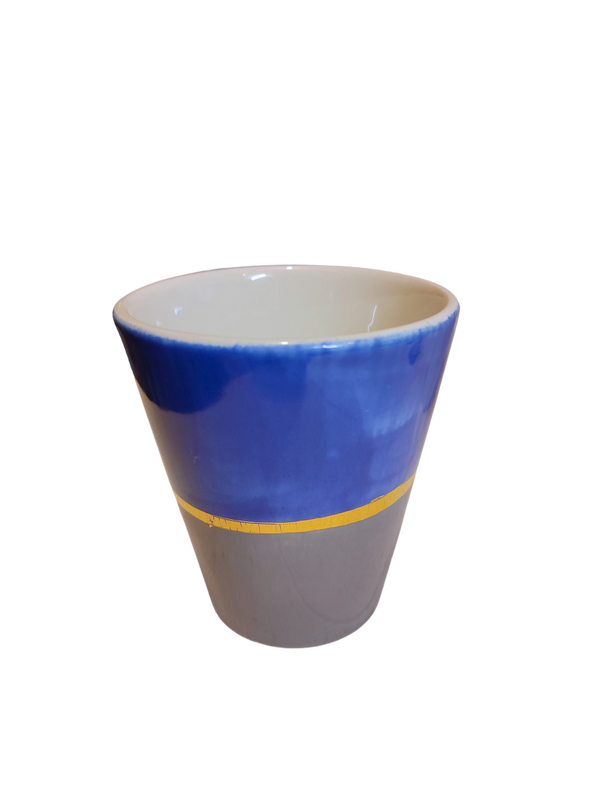 Becher Kege blau-grau mit Goldstrich