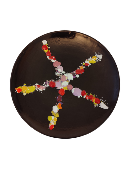 Teller schwarz mit farbigem Stern
