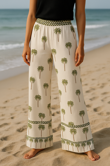 Broek met palmbomenprint