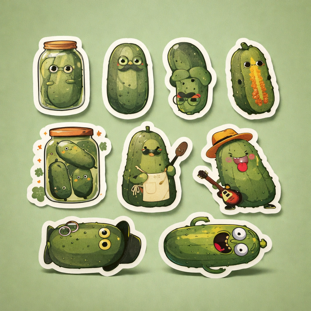 🥒 Augurken Stickers – Zuur, Grappig & Onweerstaanbaar