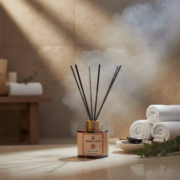 Reed Diffuser Geurstokjes 100ml – Amber – Luxe Geurverspreider van Glas met Zwarte Stokjes
