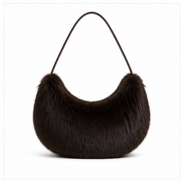 👜 Faux Fur Schoudertas – Donkerbruin | Goldenpanther