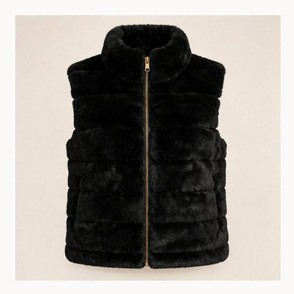 🖤 Teddy Bodywarmer met Opstaande Kraag – Black 🖤