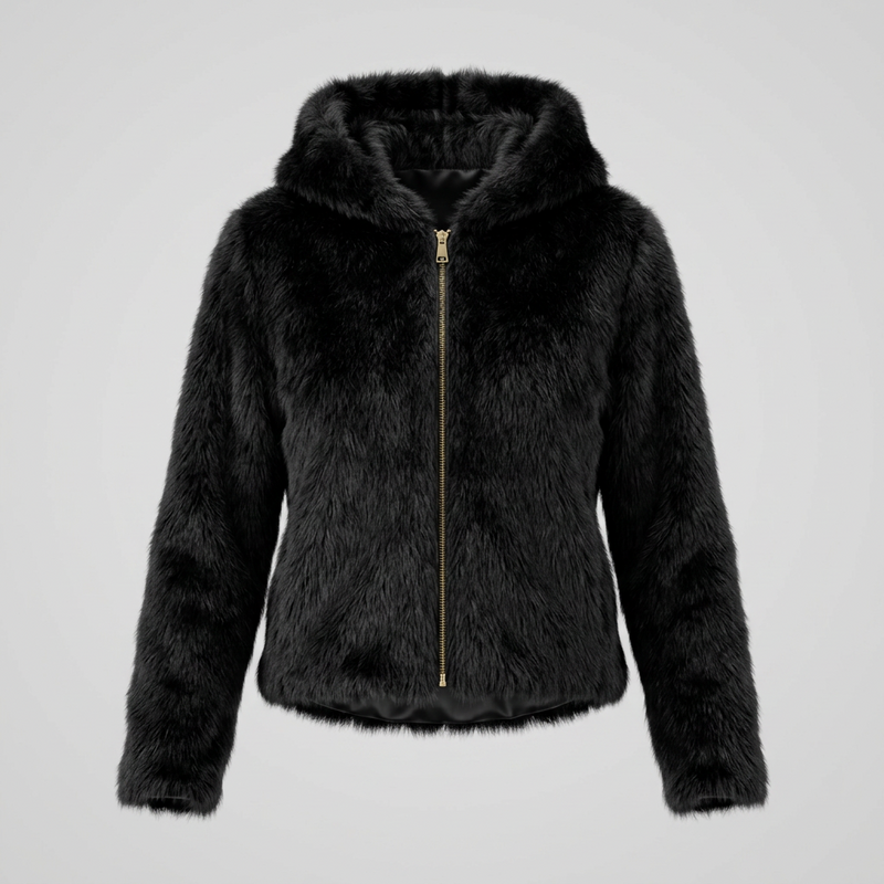 🖤 Luxe faux fur jas met capuchon – Black