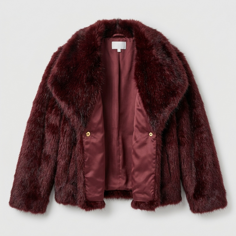 🍷 CROPPED FAUX FUR JAS – BORDEAUX