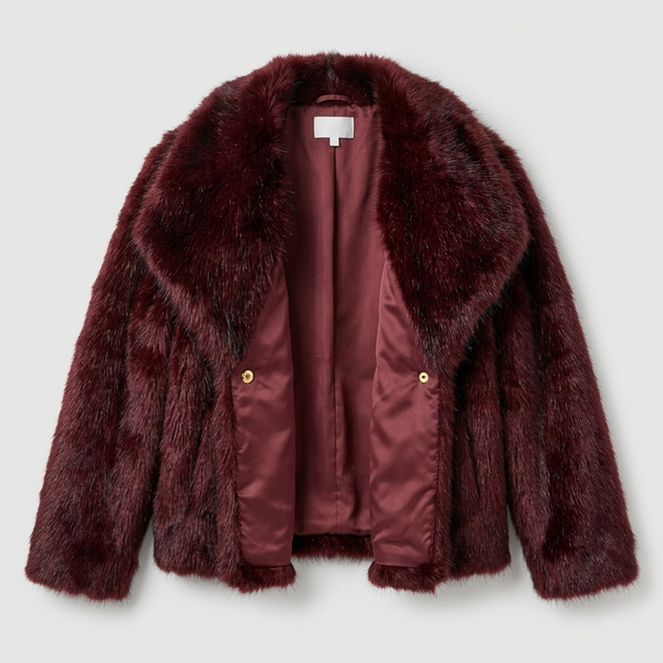 🍷 CROPPED FAUX FUR JAS – BORDEAUX