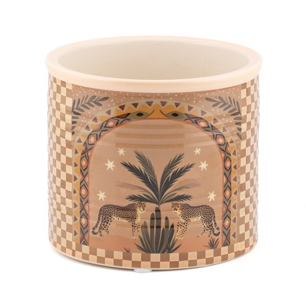 Aardewerk bloempot palm tiger