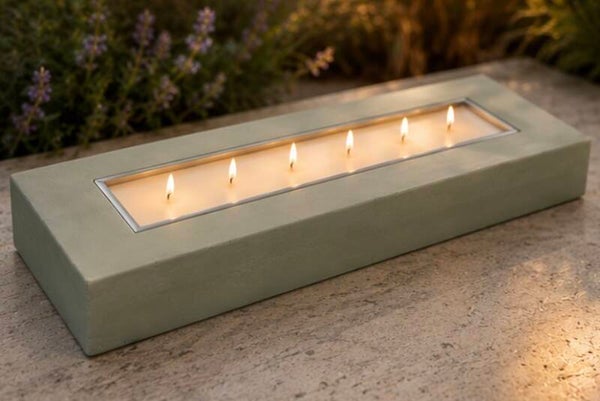 Large slimline concrete candle holder