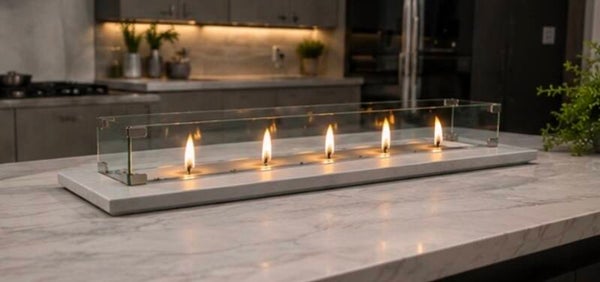 Luxury Marble Effect Candle Holder Centerpiece – 25” Handmade Designer Table Décor