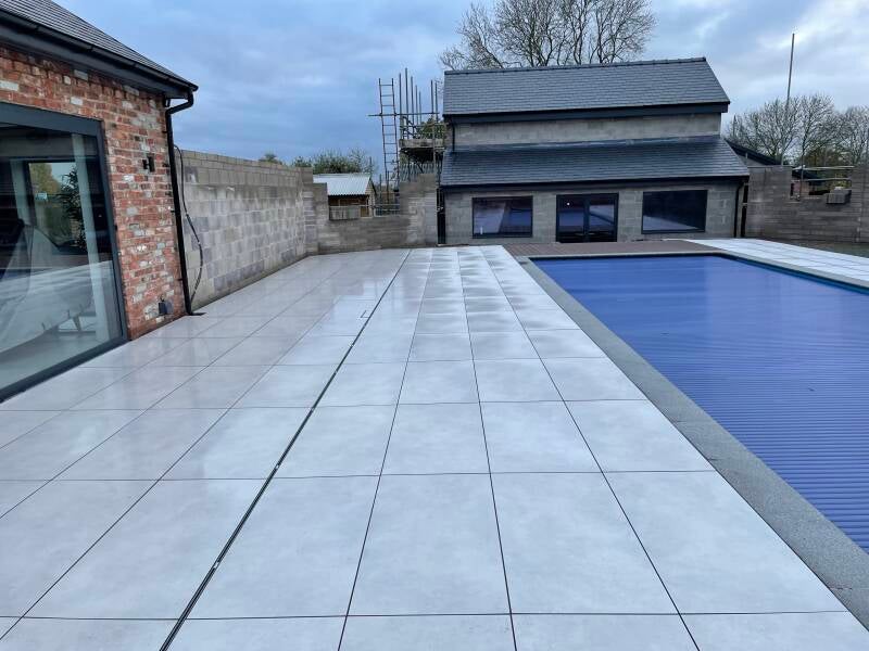 Porcelain tile patio installation by SD Landscapes