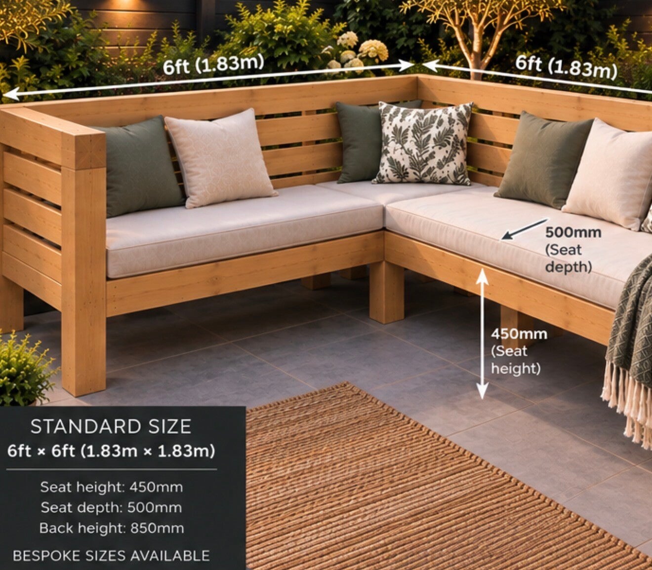 Standard outdoor corner bench