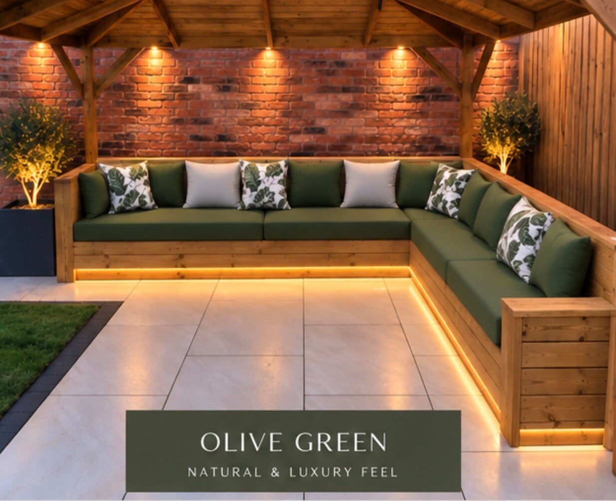 Bespoke 8ft x 8ft Outdoor Corner Bench with Integrated LED Lighting