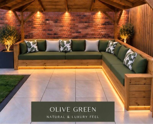 Bespoke 8ft x 8ft Outdoor Corner Bench with Integrated LED Lighting