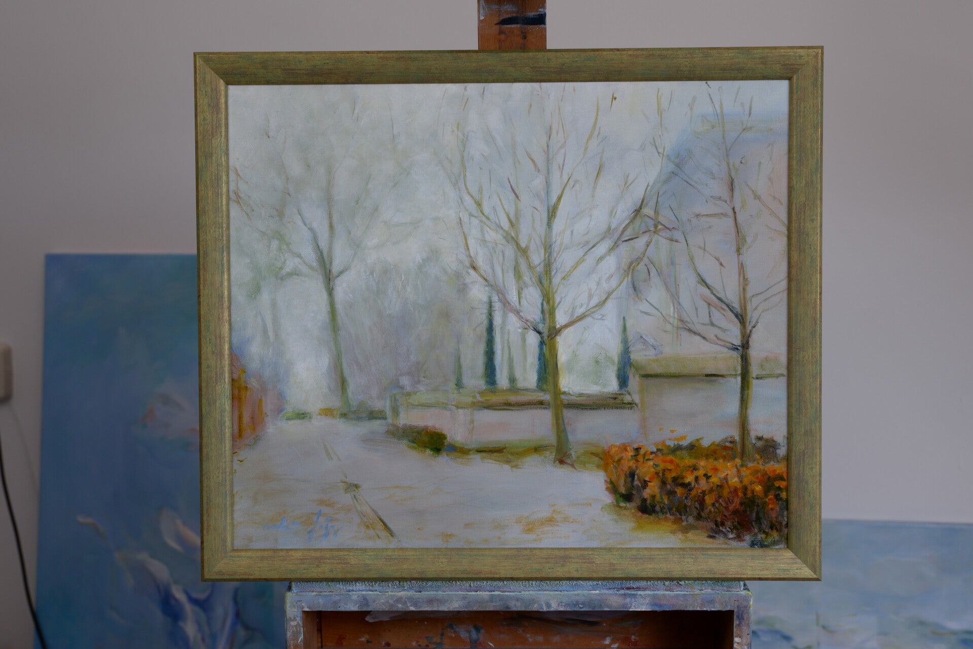 Schilderij Adri Frige met lijst, bomen